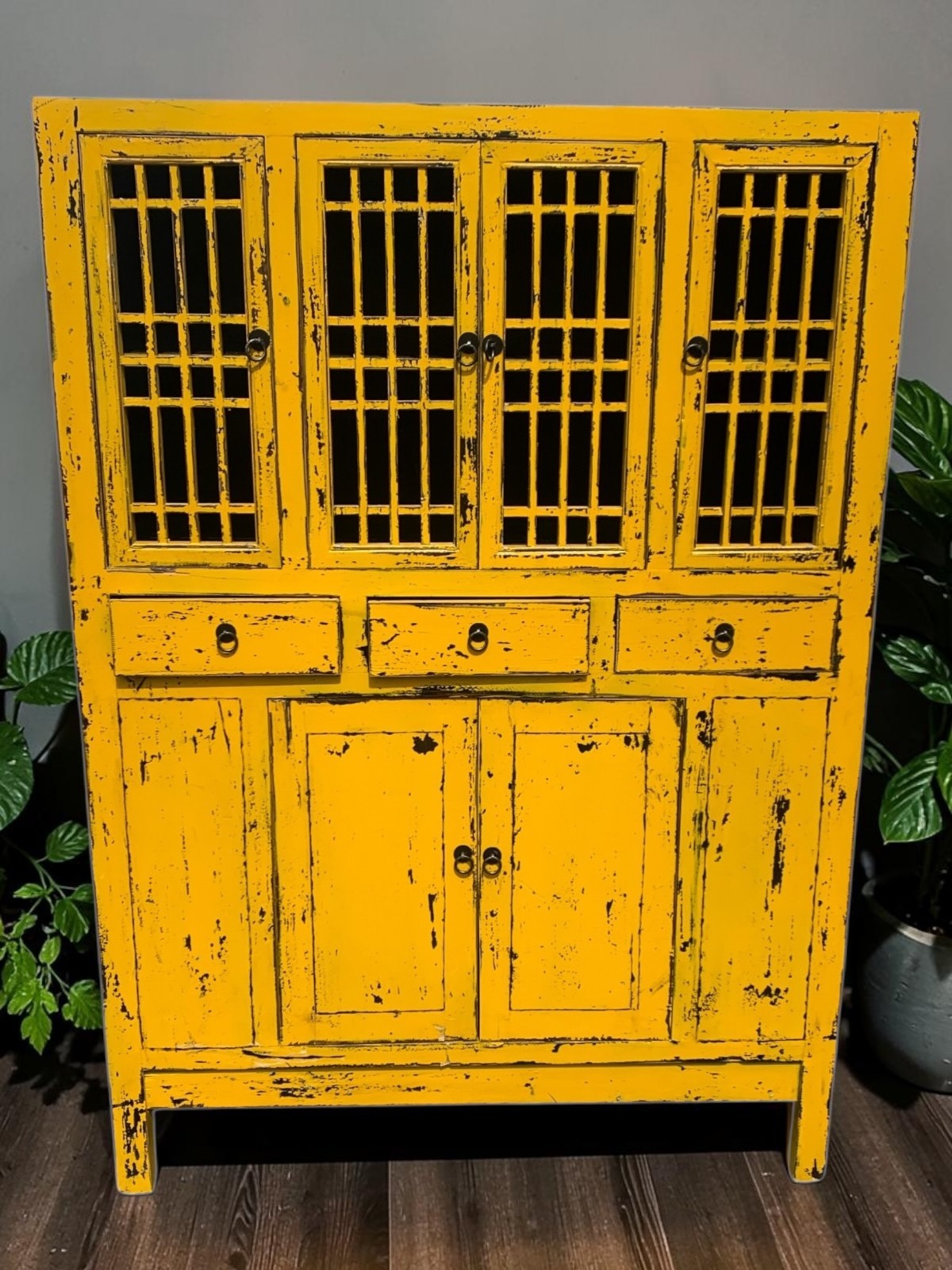 Vical Home Trieste High Sideboard , Jinan Yellow Chinese Rustic Style Cabinet