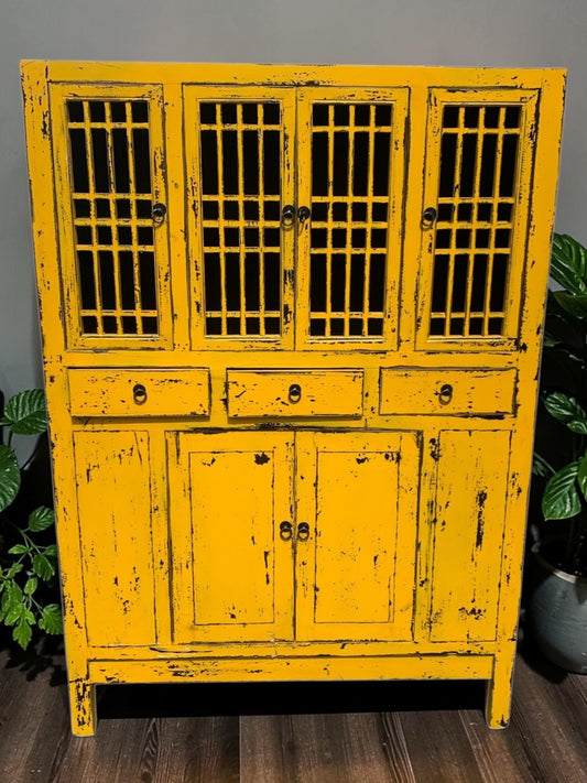 Vical Home Trieste High Sideboard , Jinan Yellow Chinese Rustic Style Cabinet