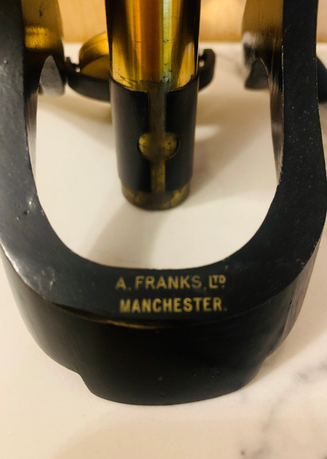 Antique Victorian Brass Bar-Limb Microscope by A. Franks Ltd, Manchester c. 1880