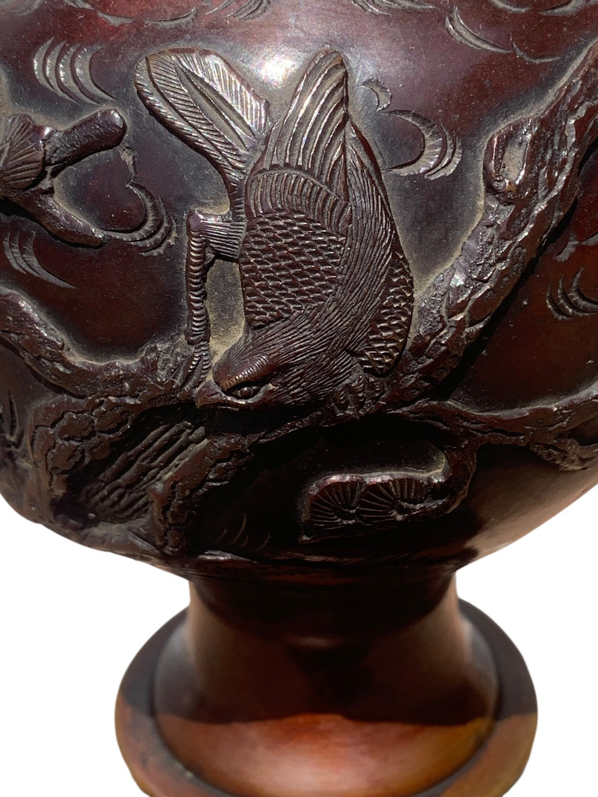Antique Japanese Meiji Bronze Floor Lamp Base Oriental Dragon Turtle Light c1890