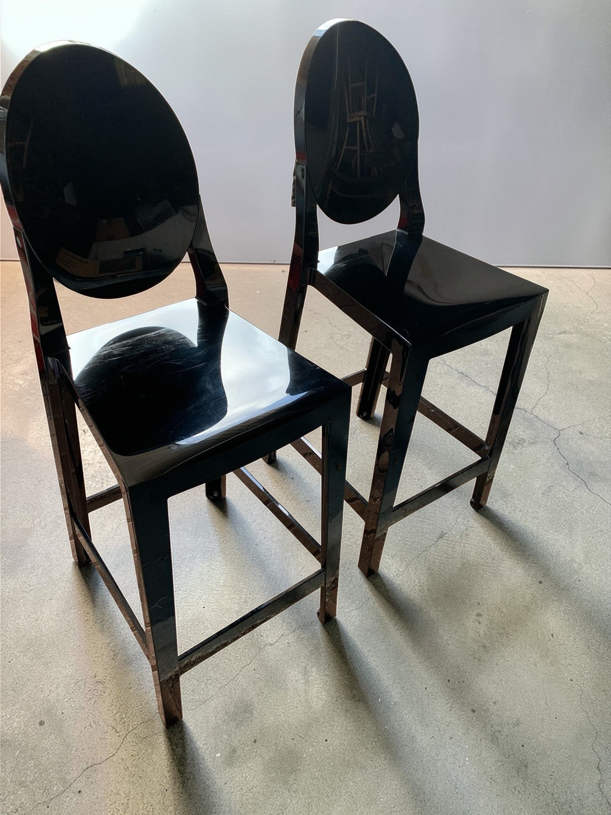 Pair of Philippe Starck –Kartell ‘One More’ Counter Stools (65cm)  Glossy Black