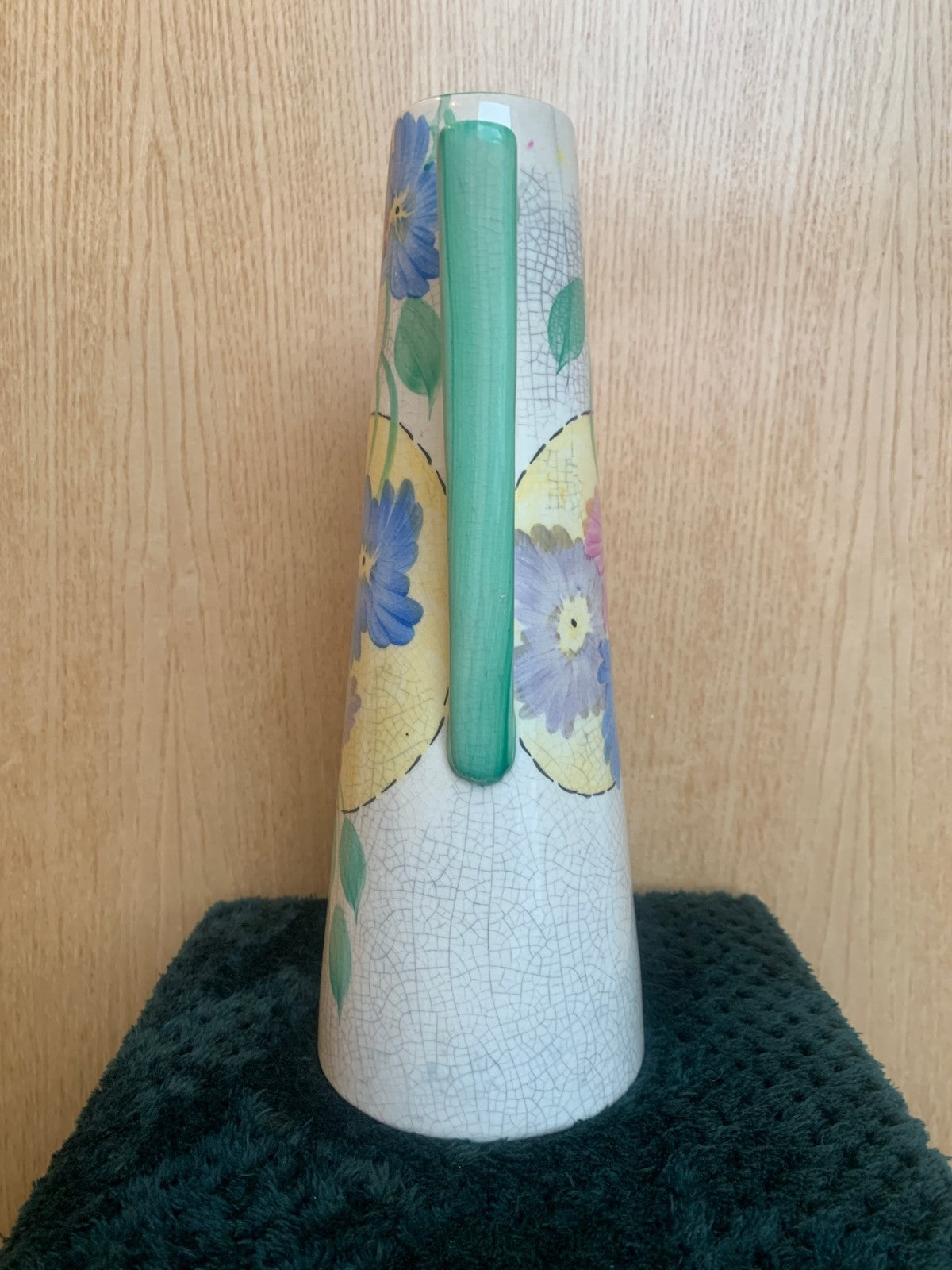 Royal Art Pottery Art Deco Handpainted Floral Jug / Ewer (c. 1930s) .