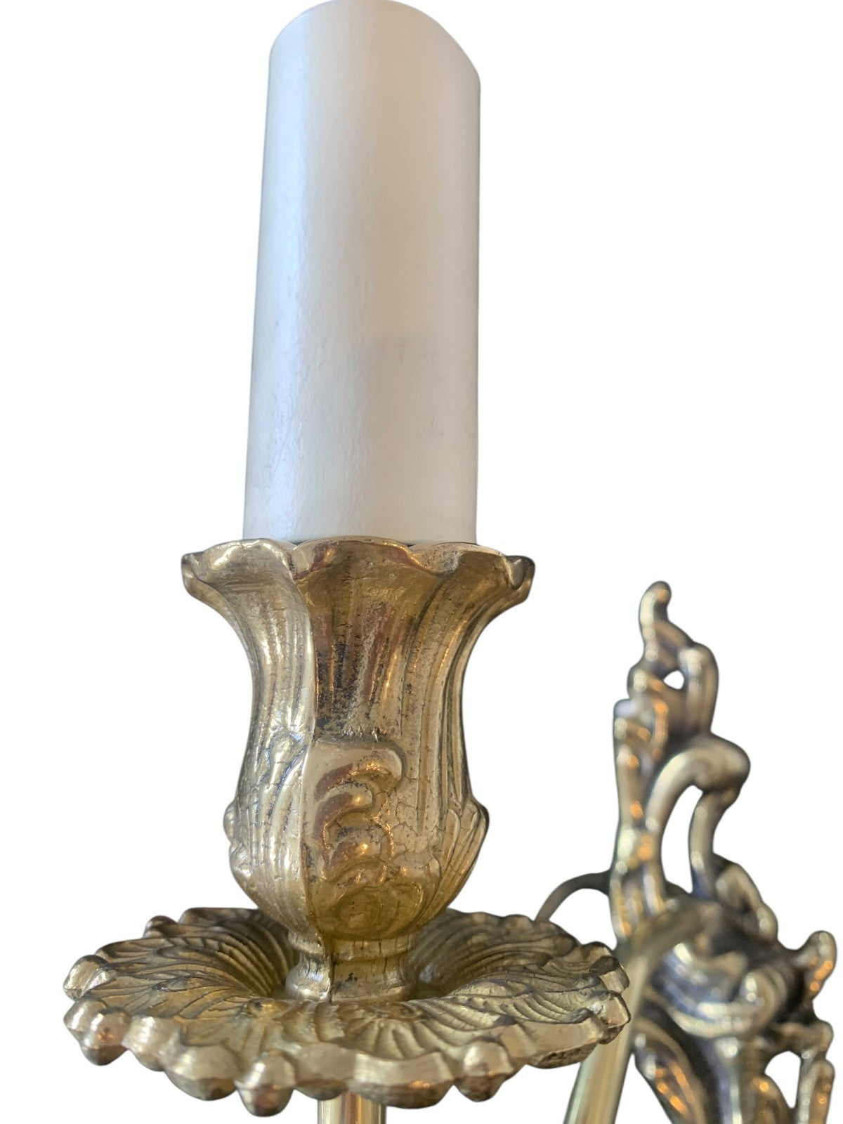 Set of Three Handmade French Rococo Style Brass Twin Candle Wall Lights by Impex