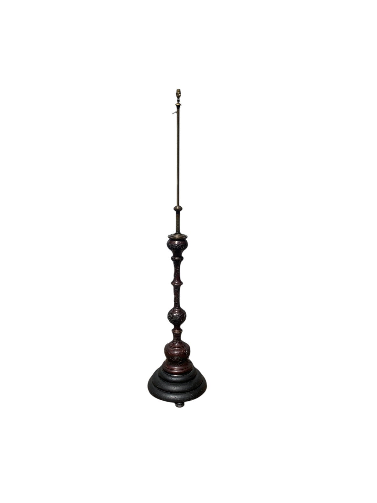Antique Japanese Meiji Bronze Floor Lamp Base Oriental Dragon Turtle Light c1890