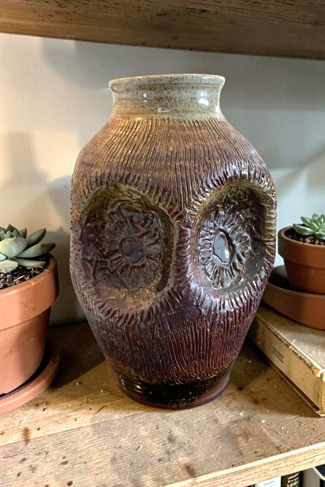Vintage Mid Century West German Pottery Vase Large 33cm Brutalist Dumler Breiden