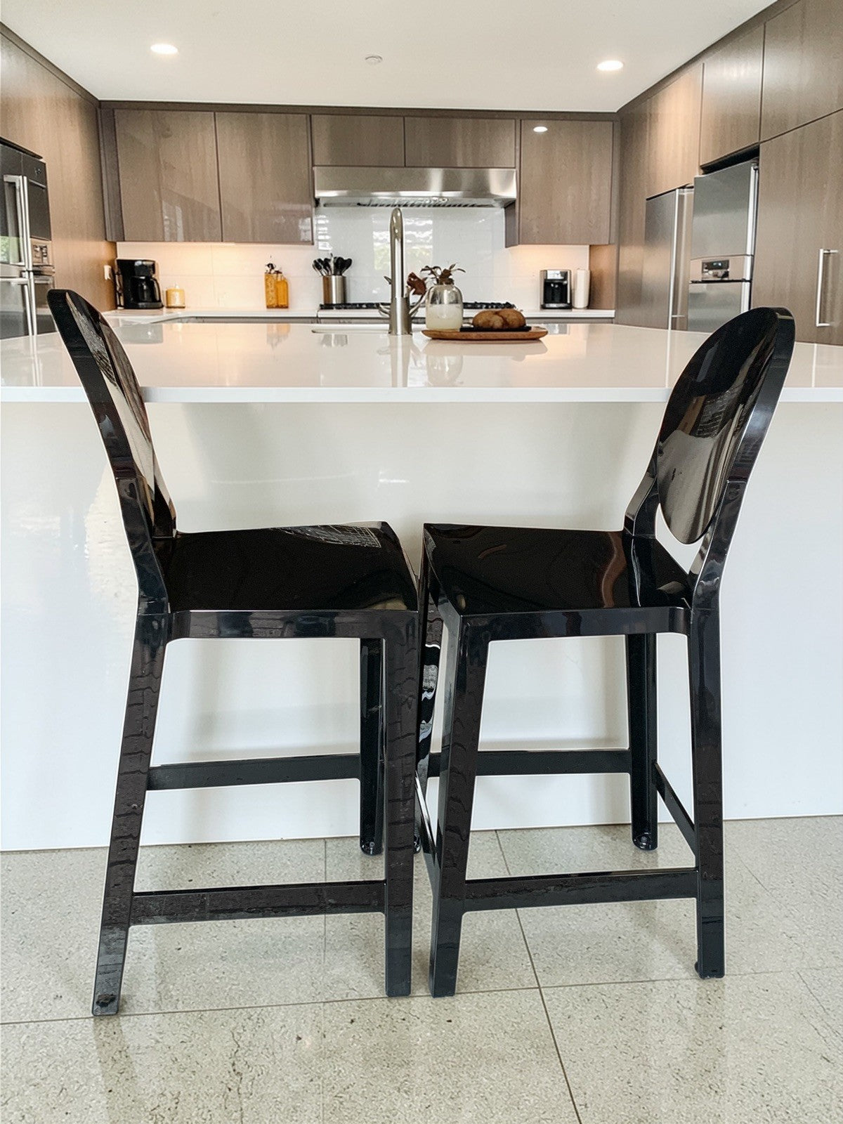 Pair of Philippe Starck –Kartell ‘One More’ Counter Stools (65cm)  Glossy Black