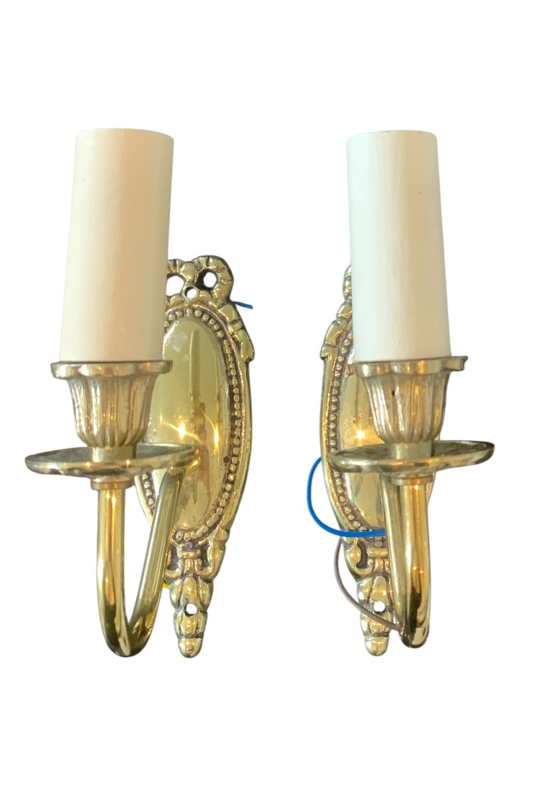 Pair of Impex Lighting ‘Georgian’ Brass Single Wall Lights – Light Bronze Finish