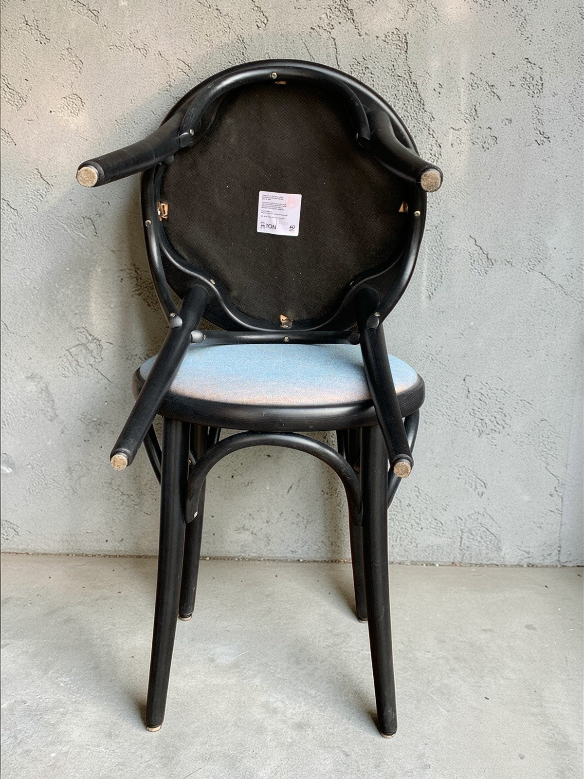 Set of 8 TON No. 60 Bentwood Low Stools | Grey Upholstery | Thonet Heritage