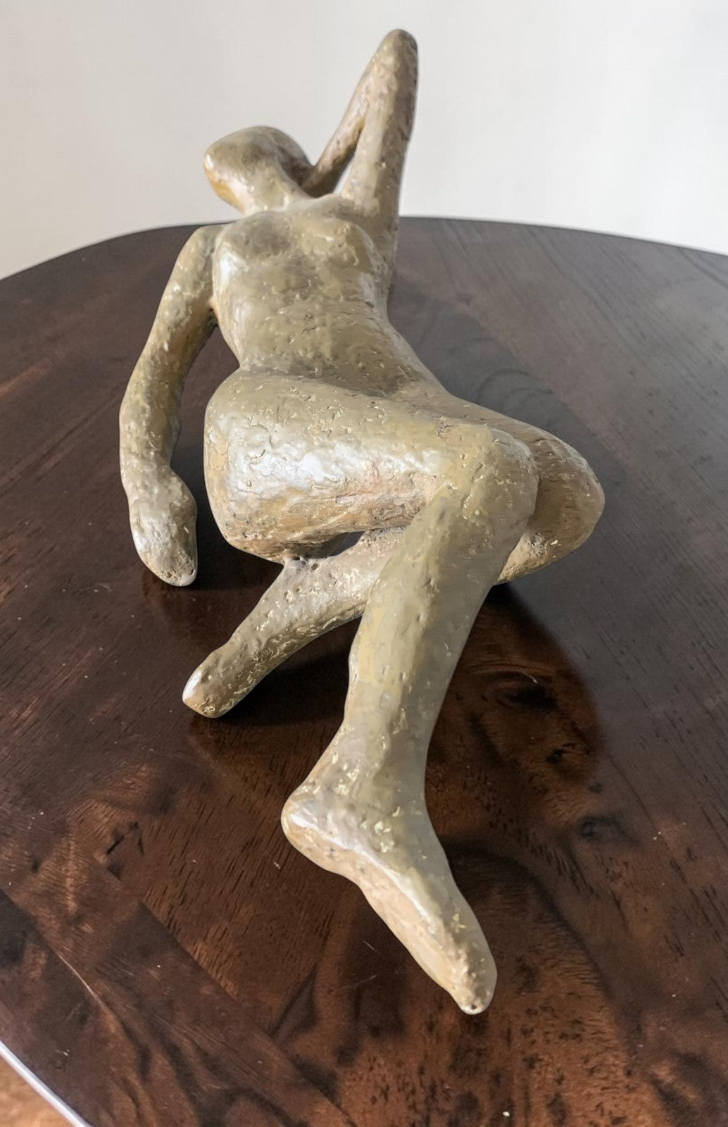 Stylized Studio Art Papier-Mâché Reclining Female Figure on Marble Plinth