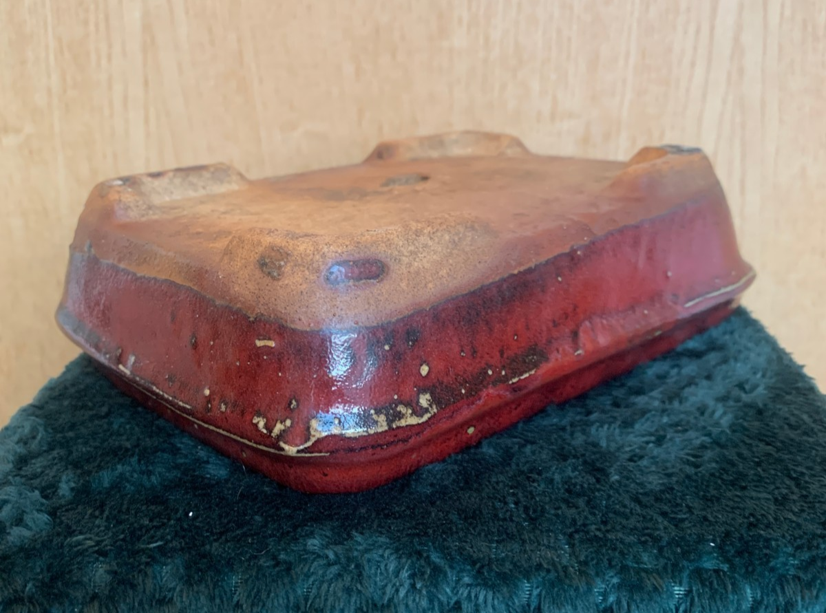 Antique Ceramic Japanese Bonsai Pot / Planter – Deep Russet Glaze c 1900-1930