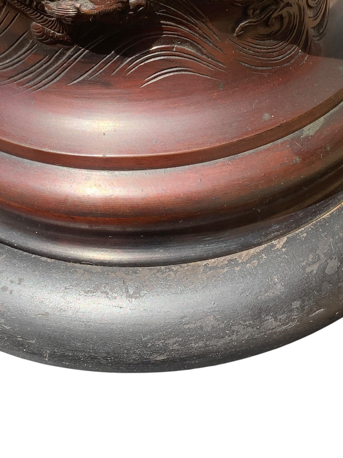 Antique Japanese Meiji Bronze Floor Lamp Base Oriental Dragon Turtle Light c1890