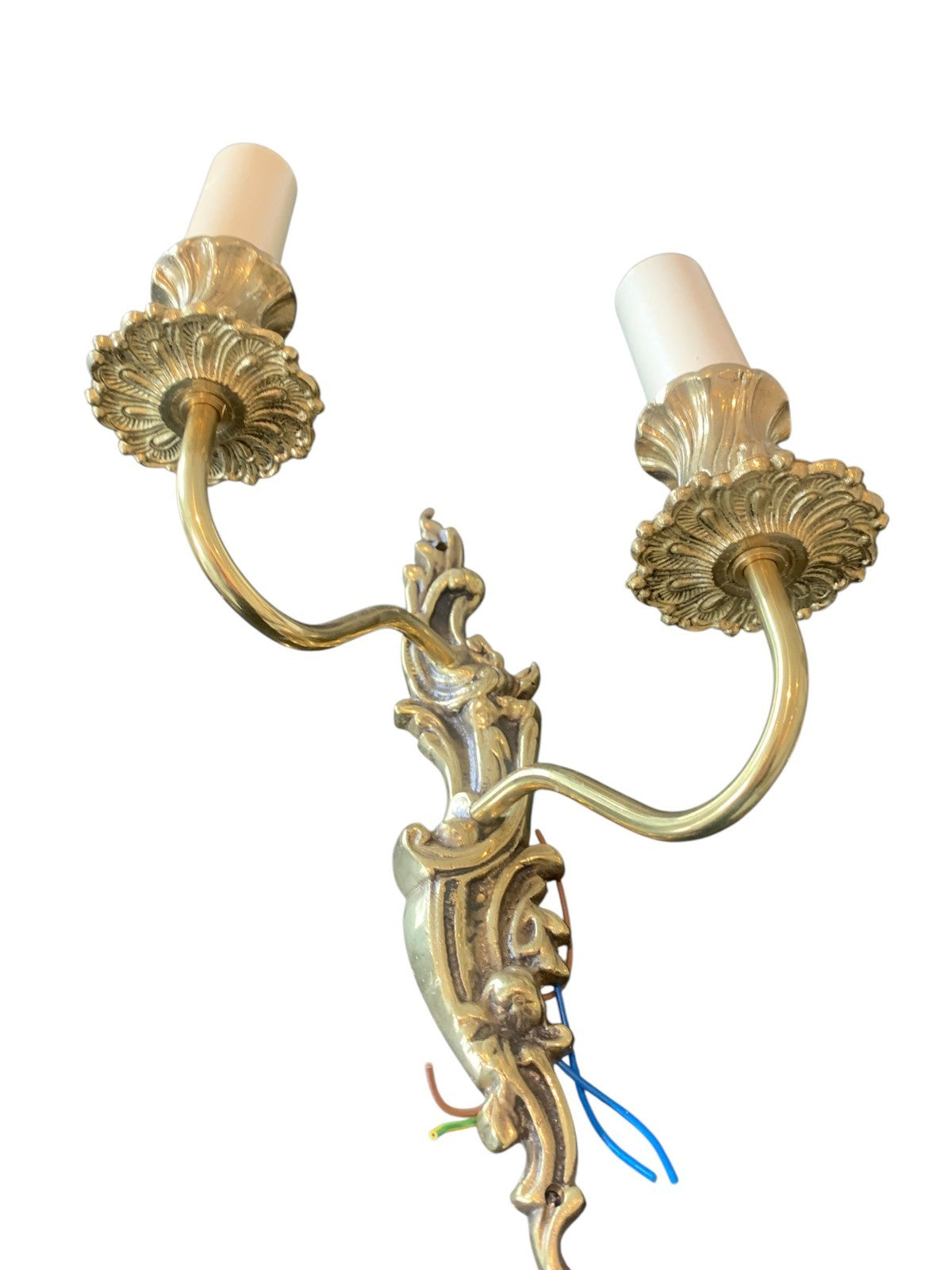 Set of Three Handmade French Rococo Style Brass Twin Candle Wall Lights by Impex