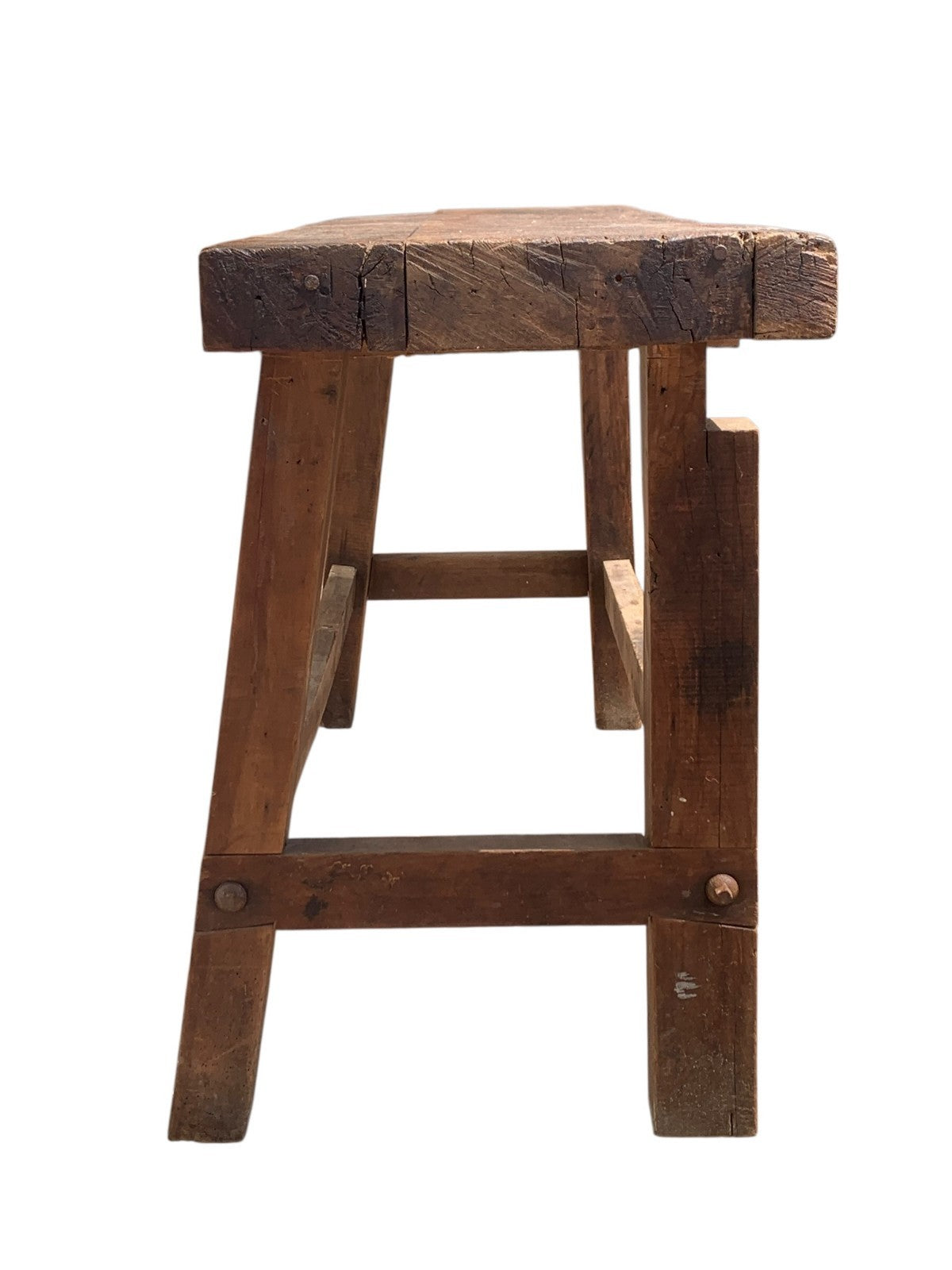 Vintage Industrial Timber Workbench Coffee Table Rustic Carpenter Bench Console