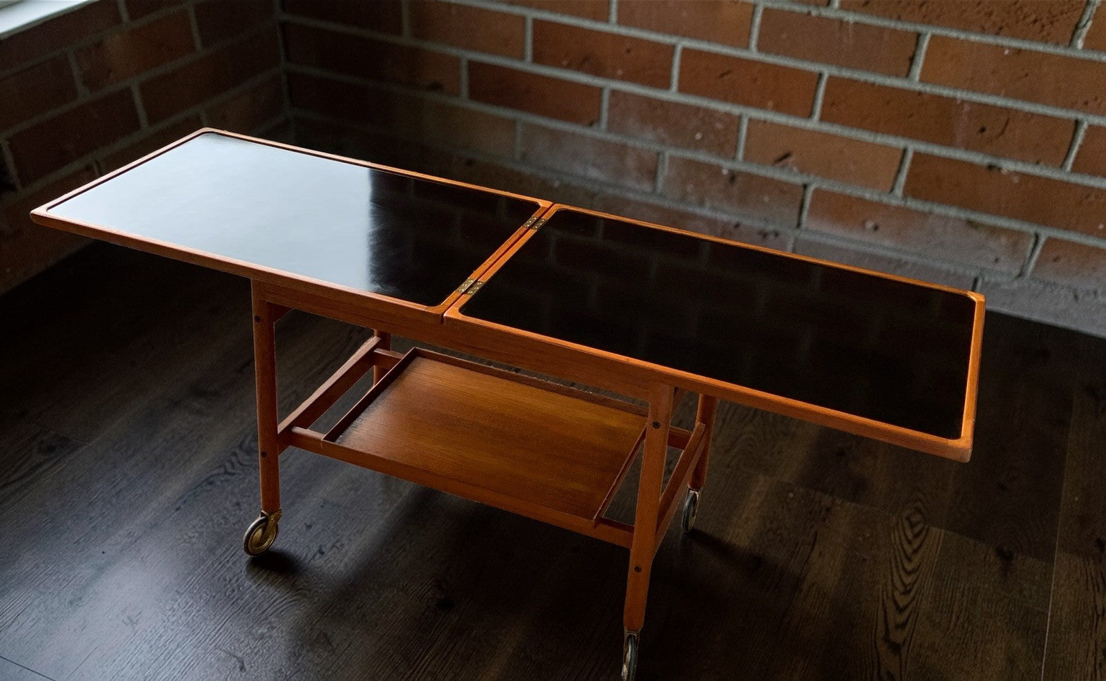 Kurt Østervig Model 112 Extendable Bar Cart, Danish Teak & Formica, Jason Mobler