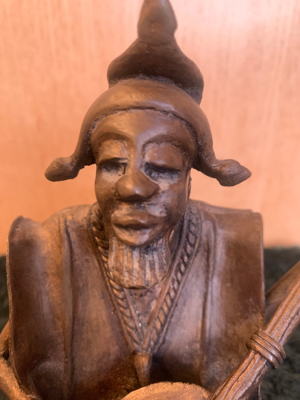 Vintage West African Bronze Musician Sculpture Early-Mid 1900's