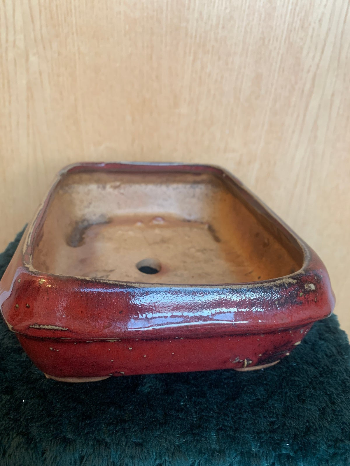 Antique Ceramic Japanese Bonsai Pot / Planter – Deep Russet Glaze c 1900-1930