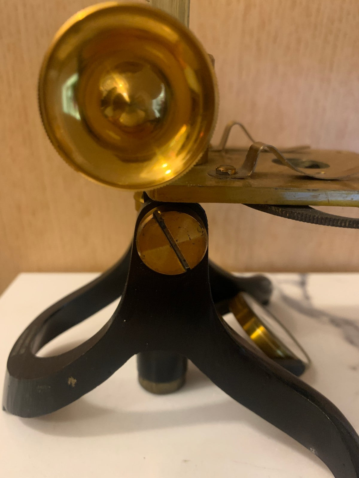 Antique Victorian Brass Bar-Limb Microscope by A. Franks Ltd, Manchester c. 1880