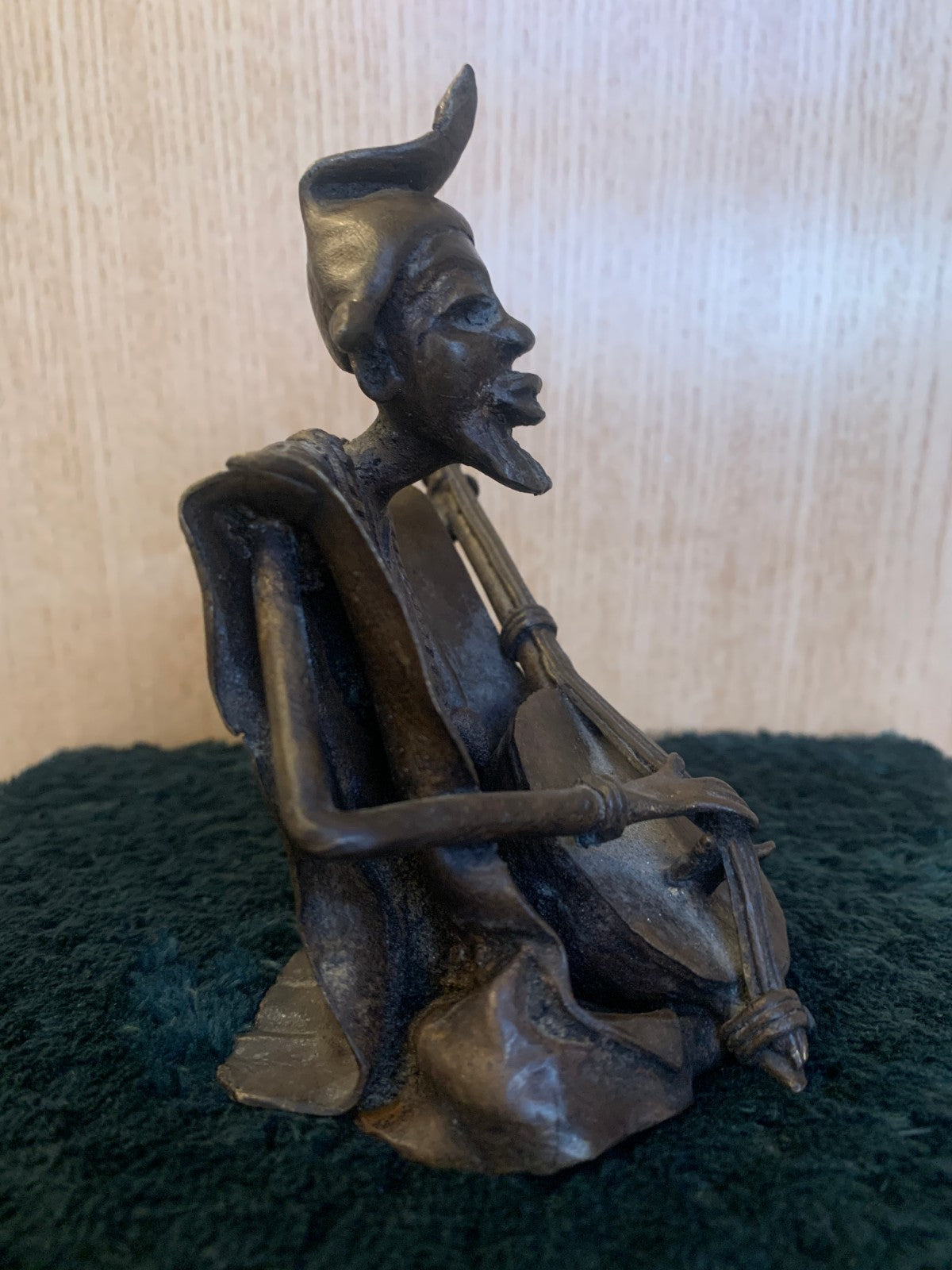 Vintage West African Bronze Musician Sculpture Early-Mid 1900's