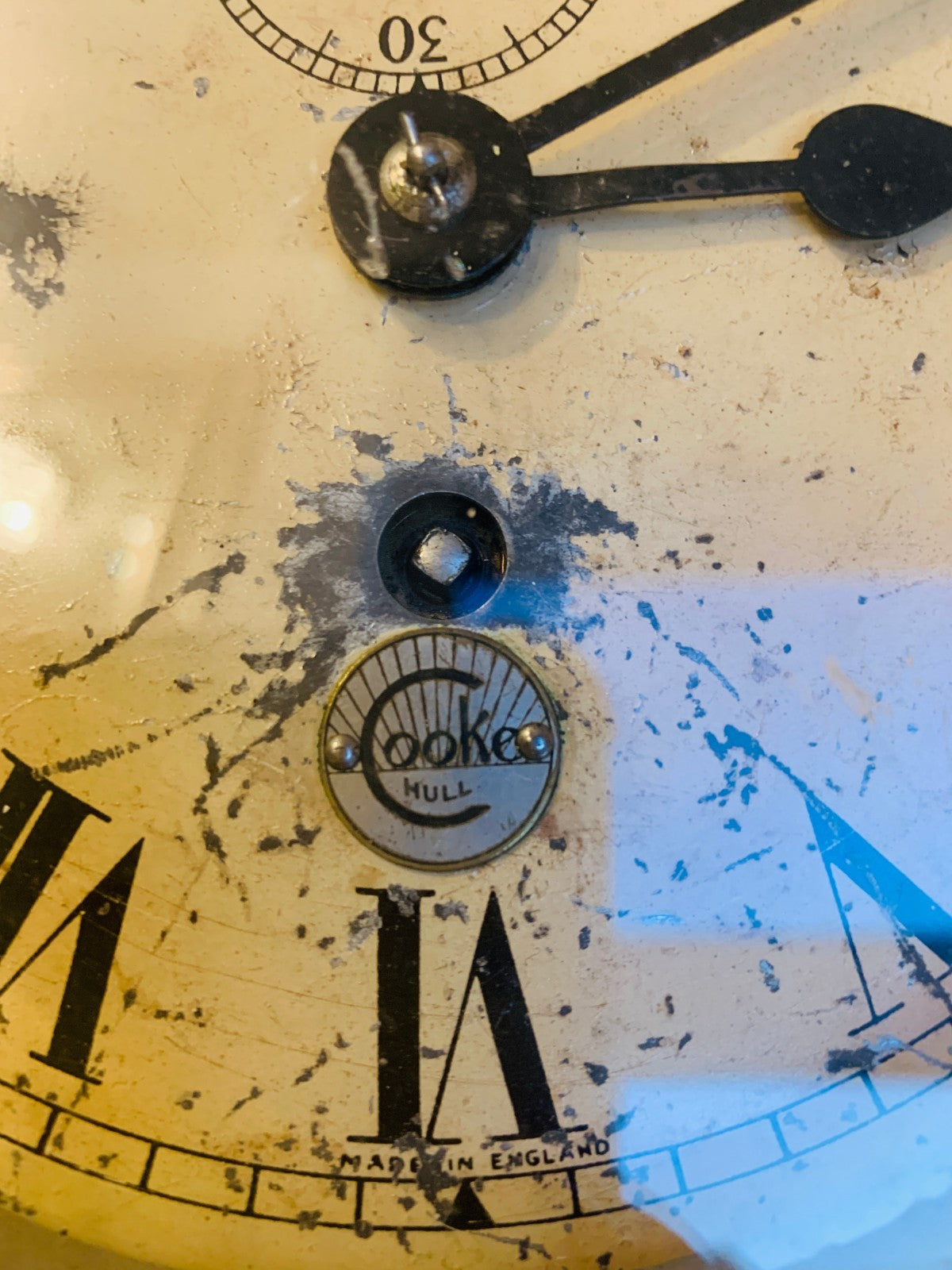 Pre-1867 Antique Brass Bulkhead Clock by Cooke, Hull, precursor to B.Cooke & Son