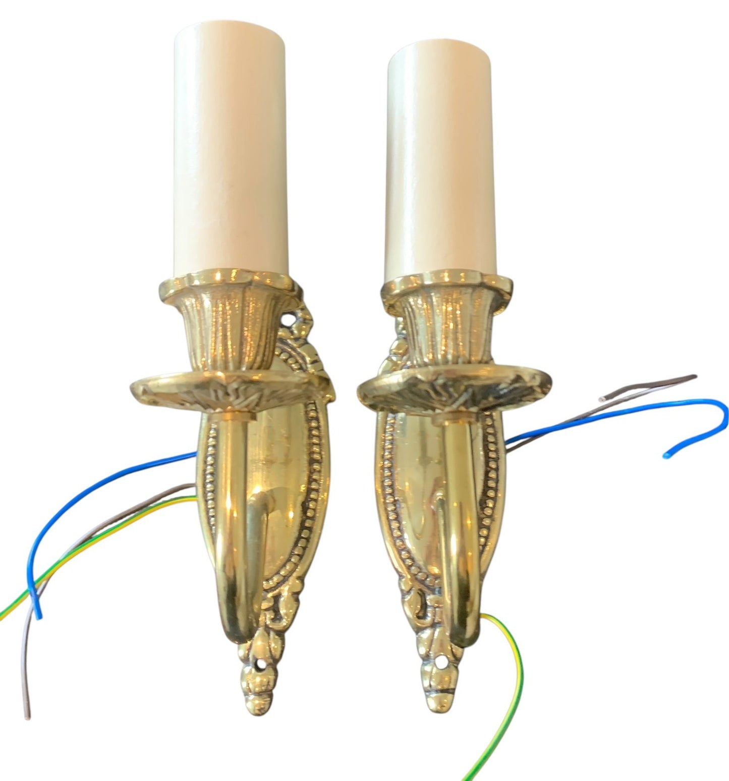 Pair of Impex Lighting ‘Georgian’ Brass Single Wall Lights – Light Bronze Finish