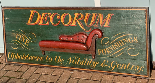 Very Large Wooden Rare Vintage Hand-Painted Trade Sign-Decorum Fine Furnishings
