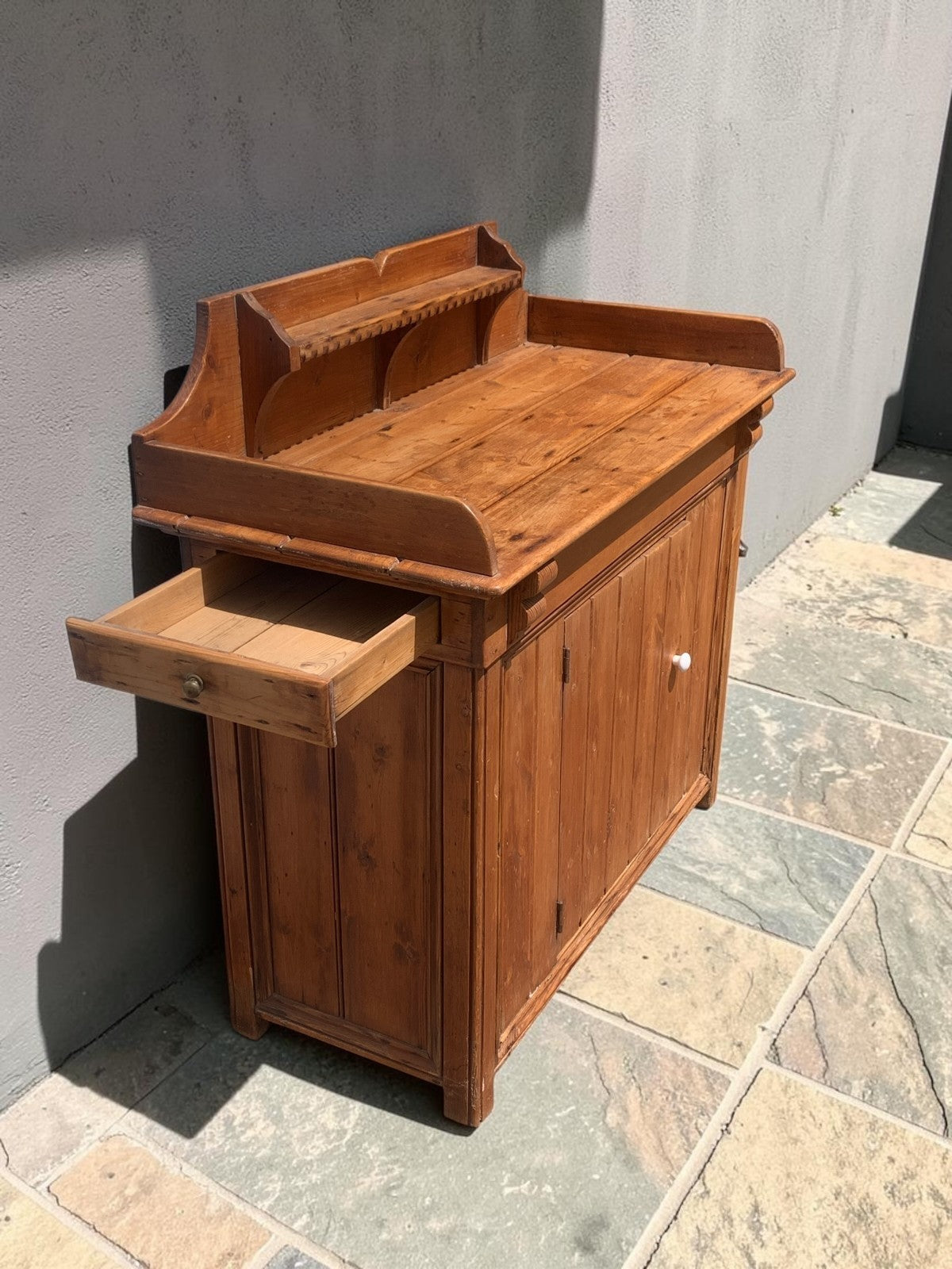 Antique Victorian Stripped Pine Chiffonier Sideboard Cupboard  c.1890