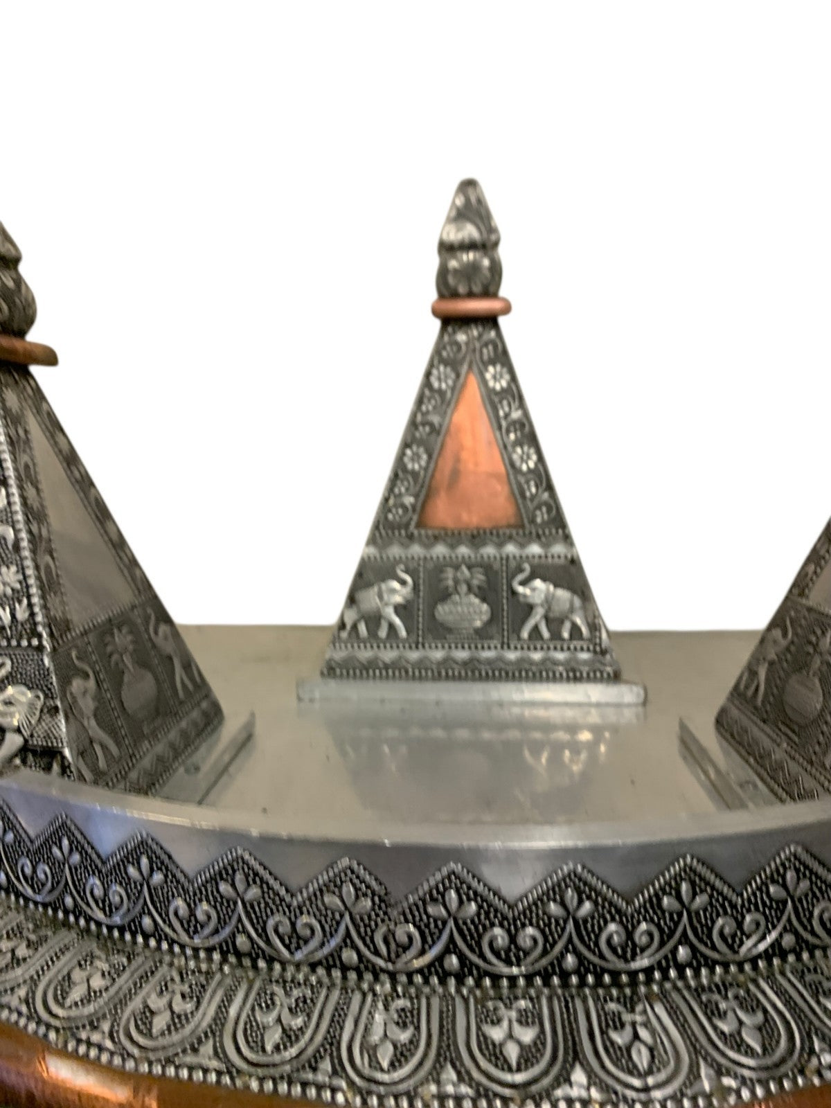 Large Silver & Copper Embossed Indian Pooja Mandir (Shrine) – Ganesha & Lakshmi