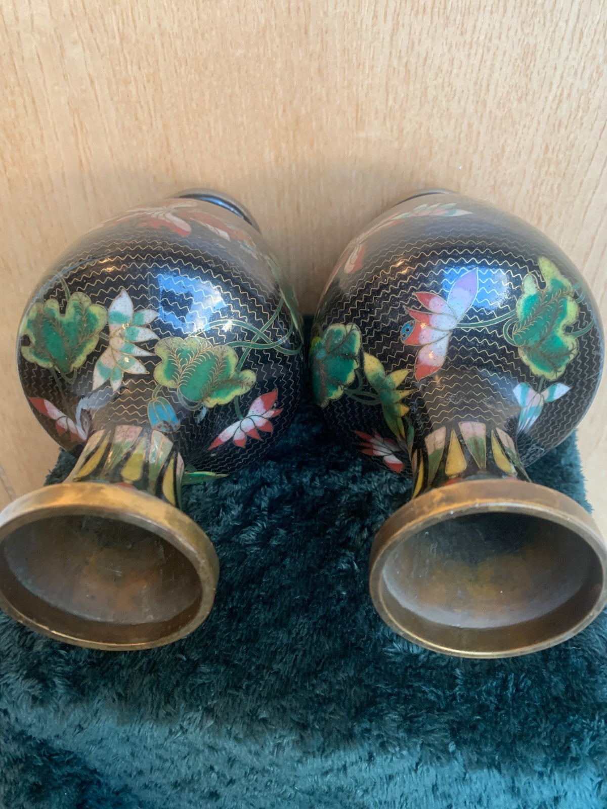 Antique Meiji Pair of Japanese Meiji Period Cloisonné Vases with Koi Carp