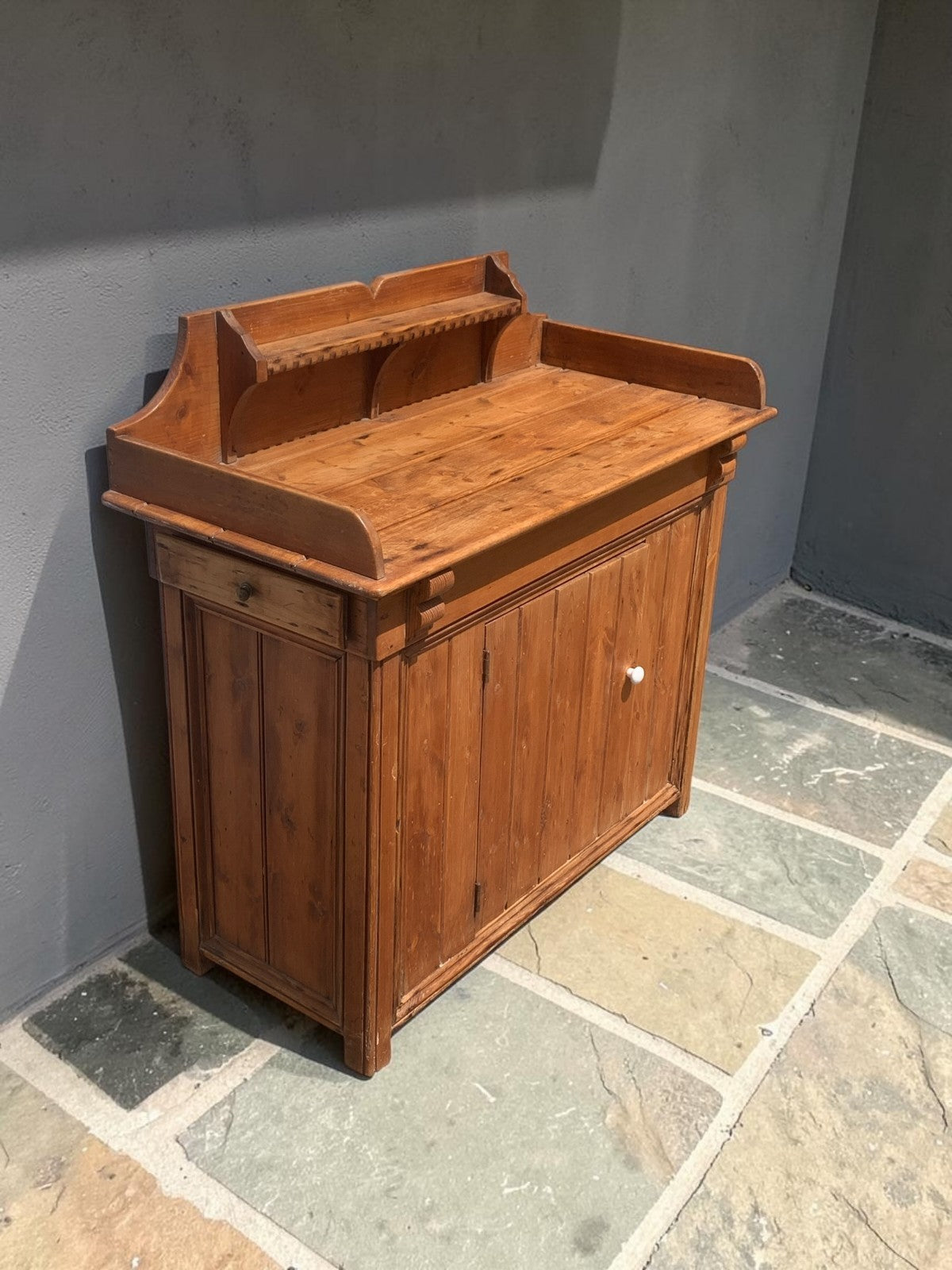 Antique Victorian Stripped Pine Chiffonier Sideboard Cupboard  c.1890