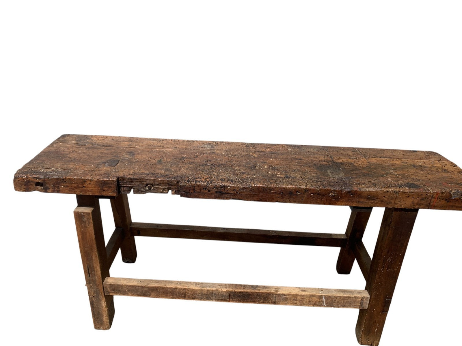 Vintage Industrial Timber Workbench Coffee Table Rustic Carpenter Bench Console