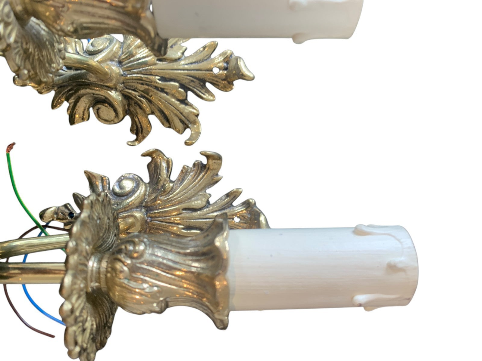 Pair of Compact French Style Solid Brass ‘Dauphine’ Single Wall Lights by Impex