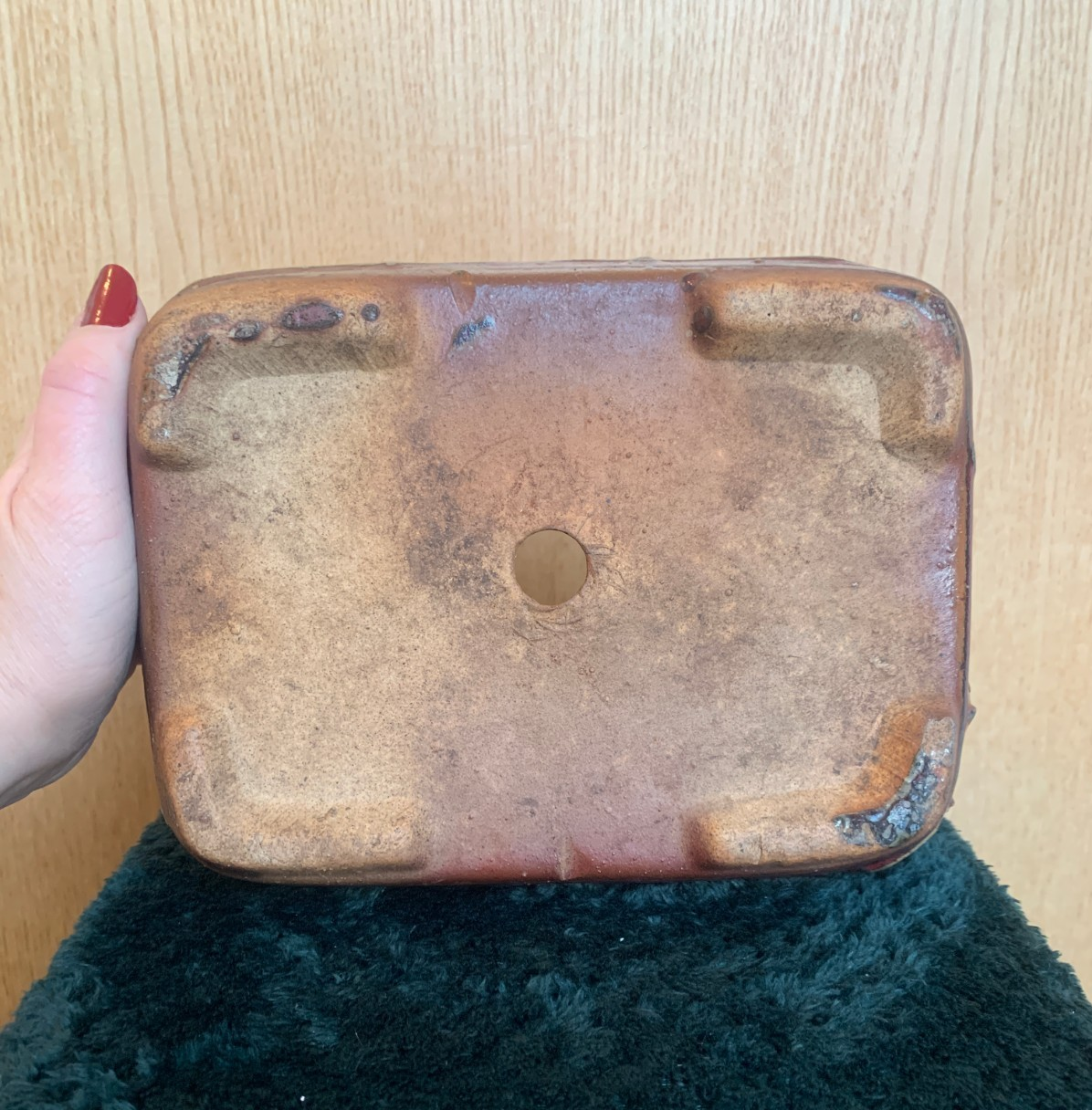 Antique Ceramic Japanese Bonsai Pot / Planter – Deep Russet Glaze c 1900-1930