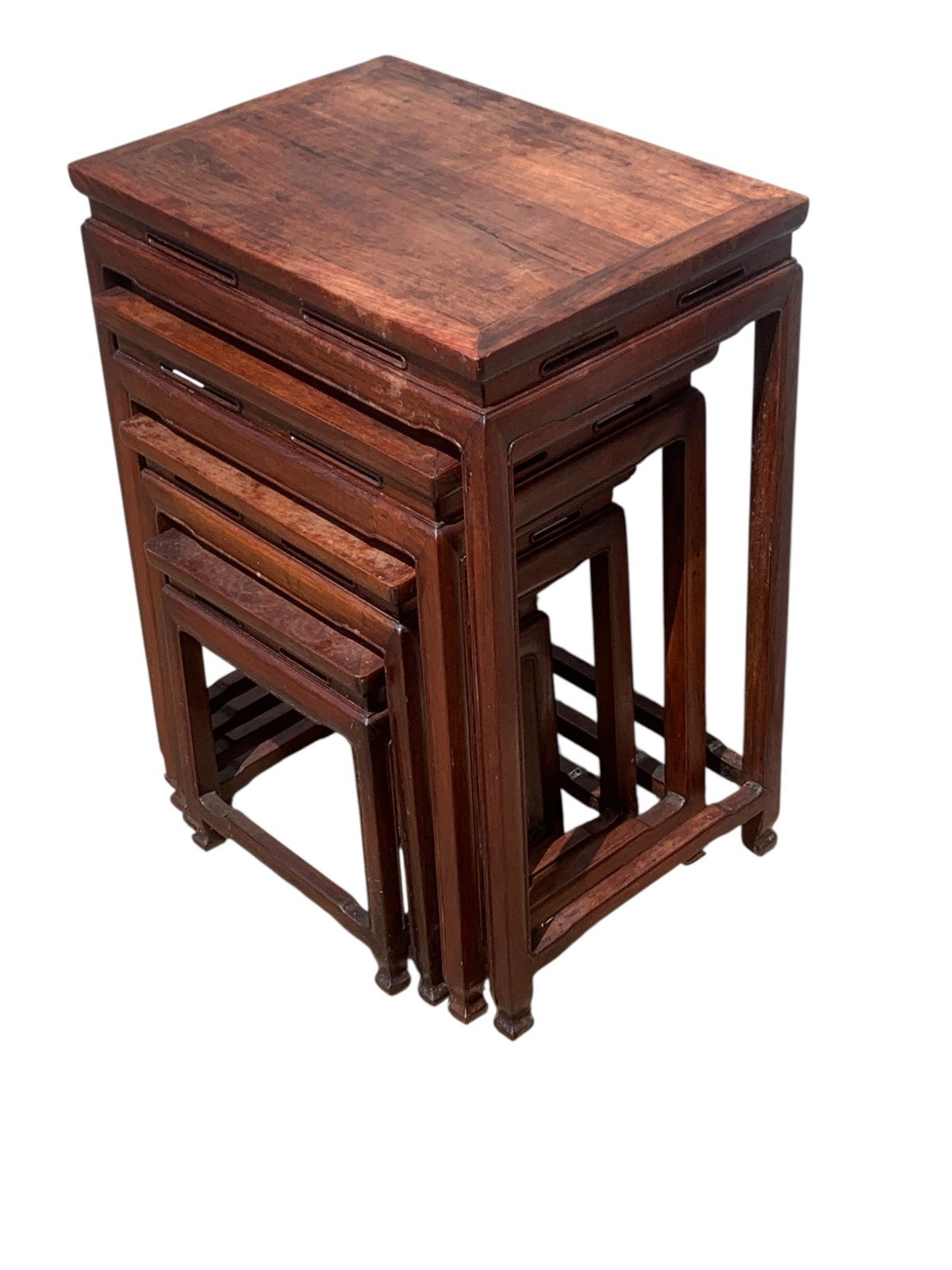 Antique Chinese Qing Dynasty (Tongzhi 1856-1875) Nest of Four Hardwood Tables