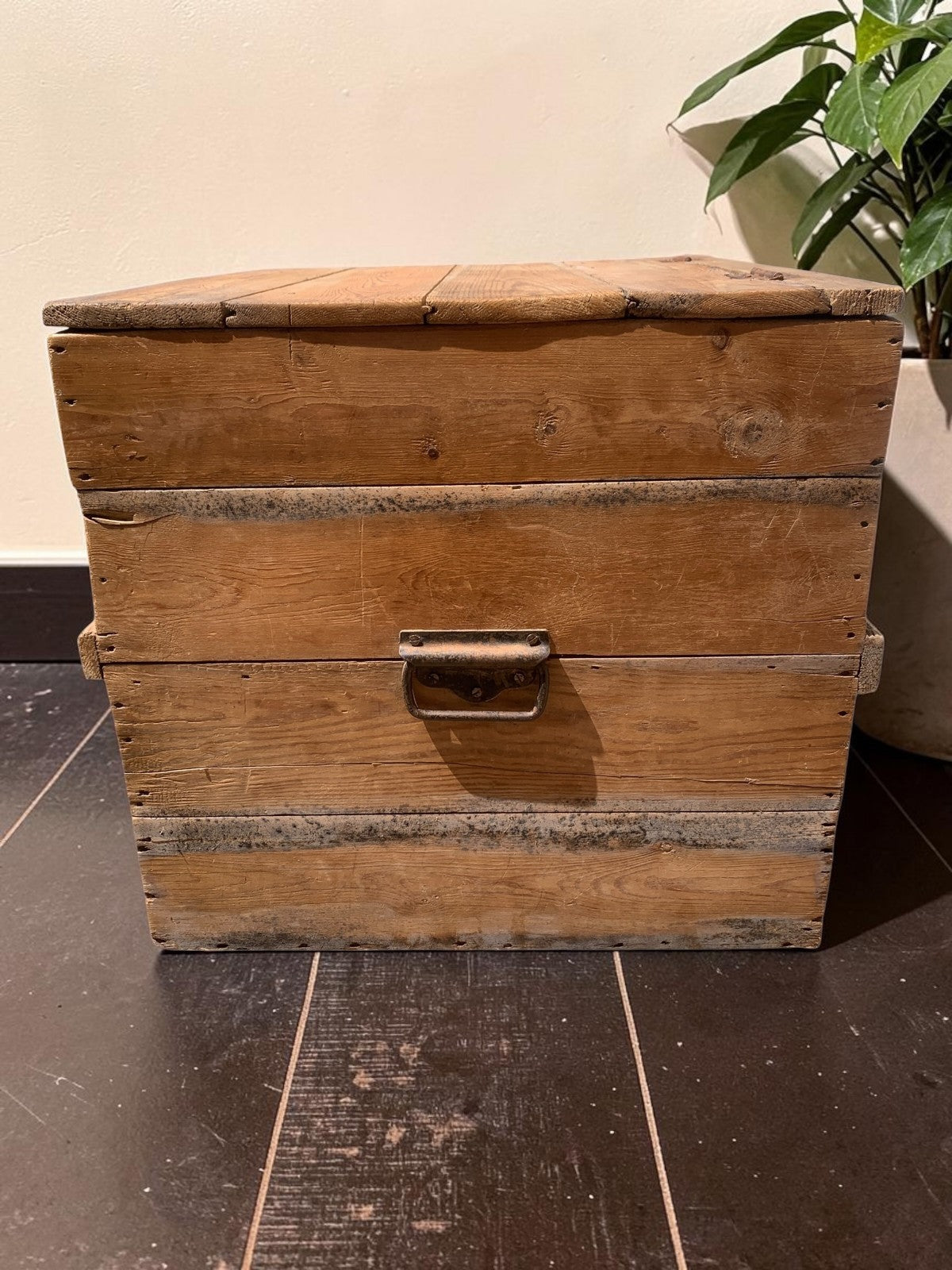 Large Antique Victorian Stripped Pine Trunk  Coffee Table Blanket Chest c.1890