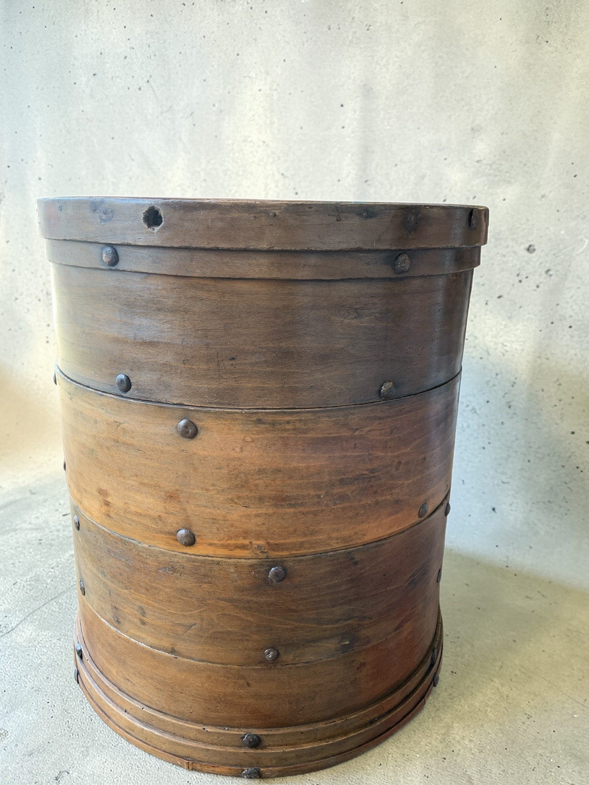 Large Chinese 4 Sectional Food Carrier Rustic Bamboo Wood Side Occasional Table