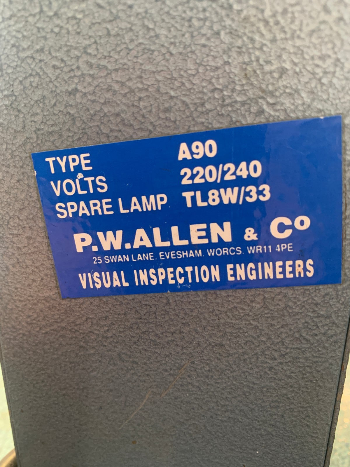 Vintage P.W. Allen & Co. A90 Industrial Inspection Lamp (as used by RAF & NATO)