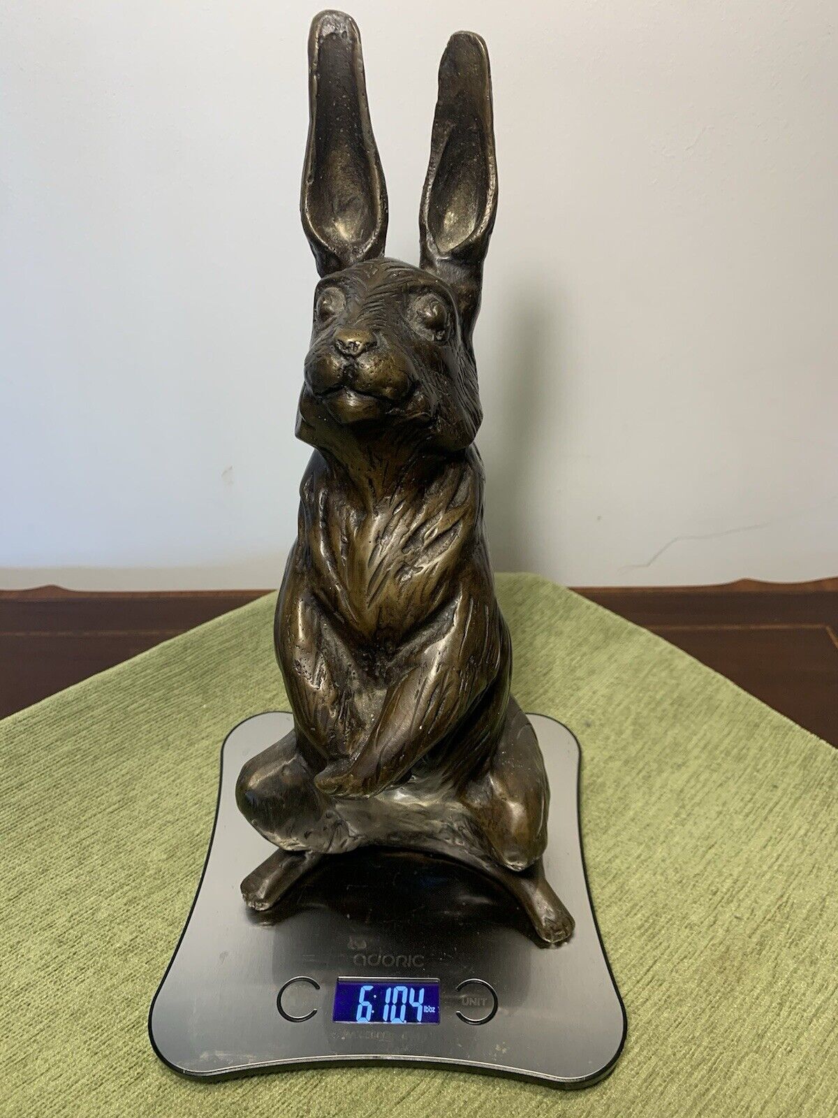 Beautiful Vintage SOLID BRONZE Large Hare Sculpture 