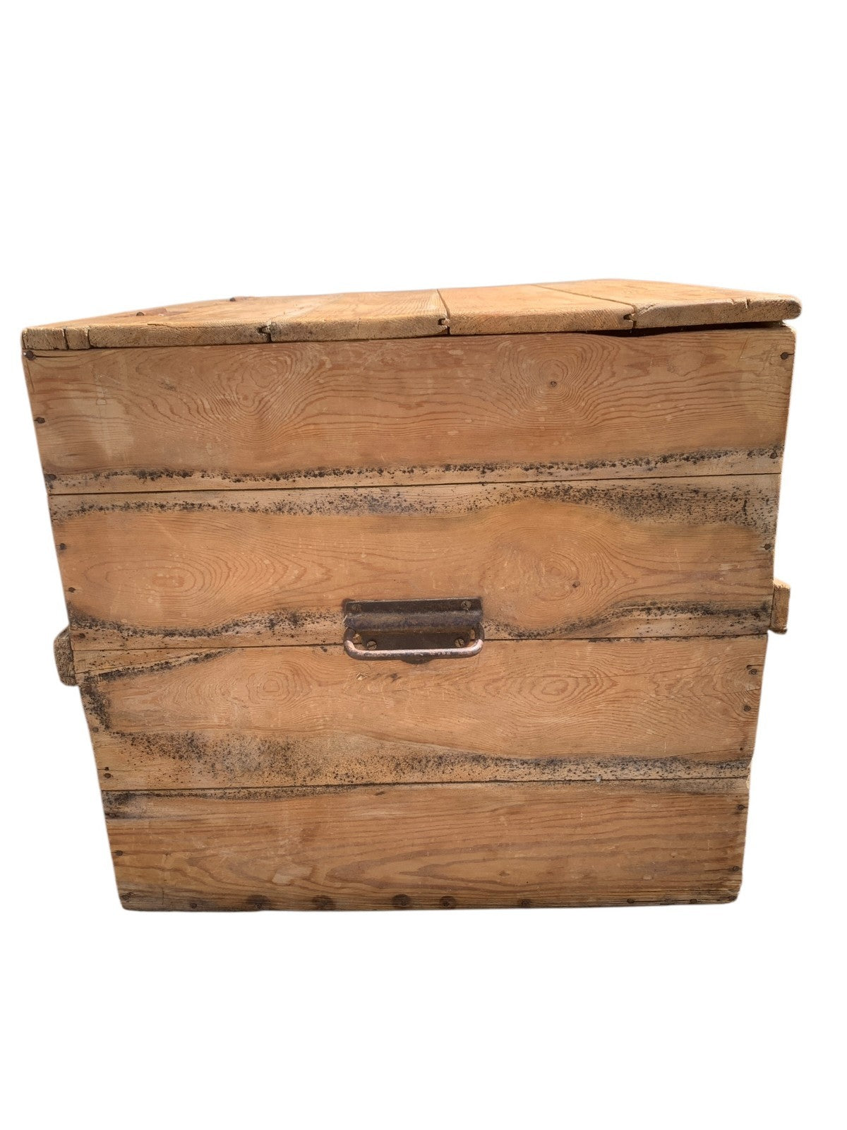 Large Antique Victorian Stripped Pine Trunk  Coffee Table Blanket Chest c.1890