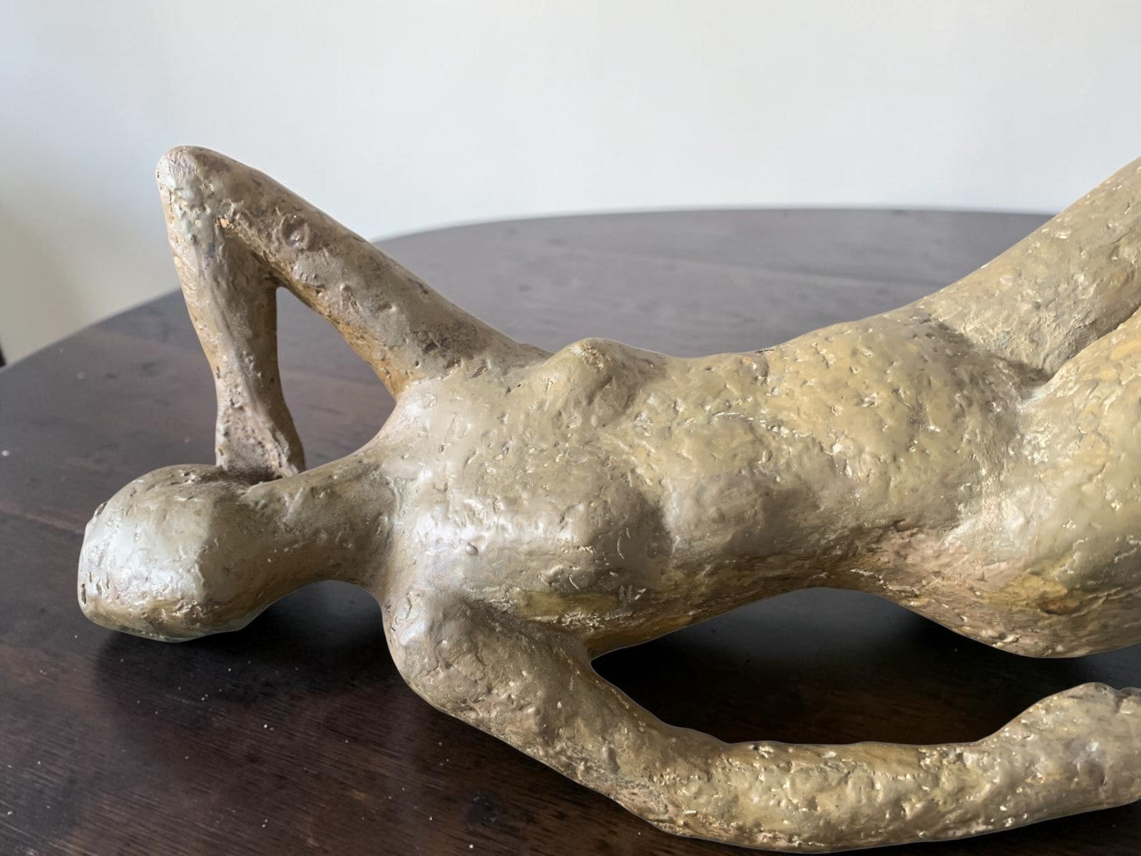 Stylized Studio Art Papier-Mâché Reclining Female Figure on Marble Plinth