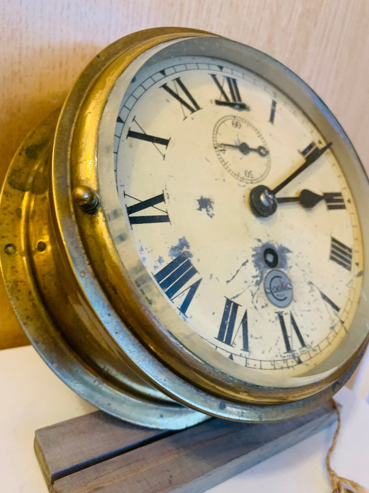 Pre-1867 Antique Brass Bulkhead Clock by Cooke, Hull, precursor to B.Cooke & Son