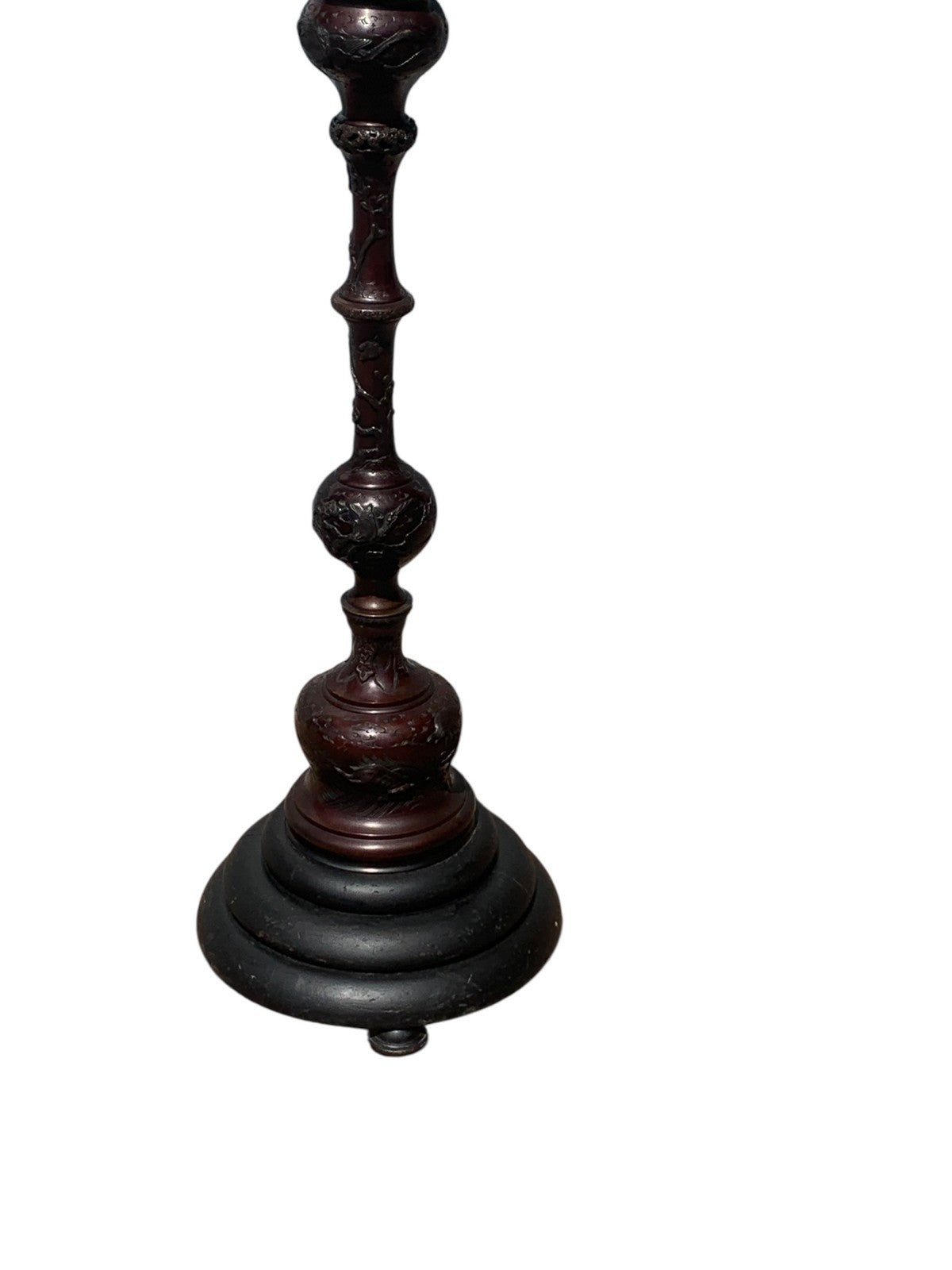 Antique Japanese Meiji Bronze Floor Lamp Base Oriental Dragon Turtle Light c1890