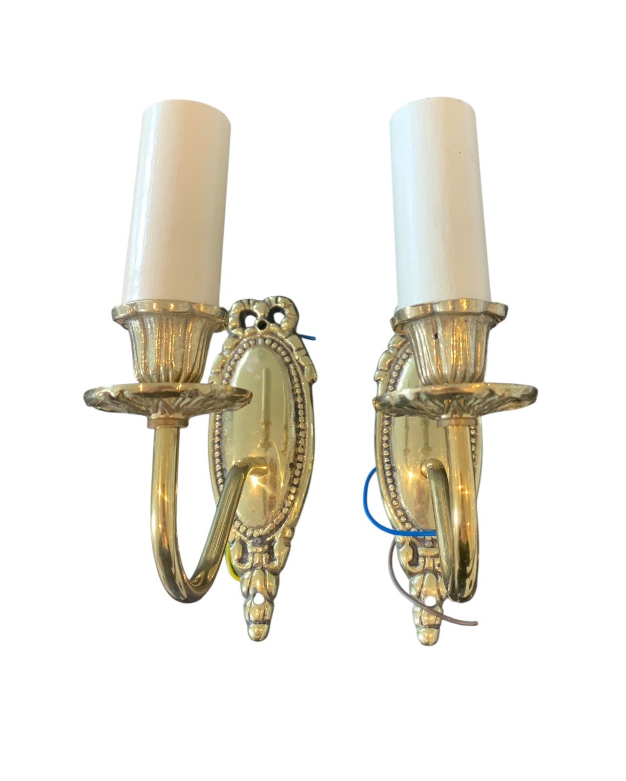 Pair of Impex Lighting ‘Georgian’ Brass Single Wall Lights – Light Bronze Finish