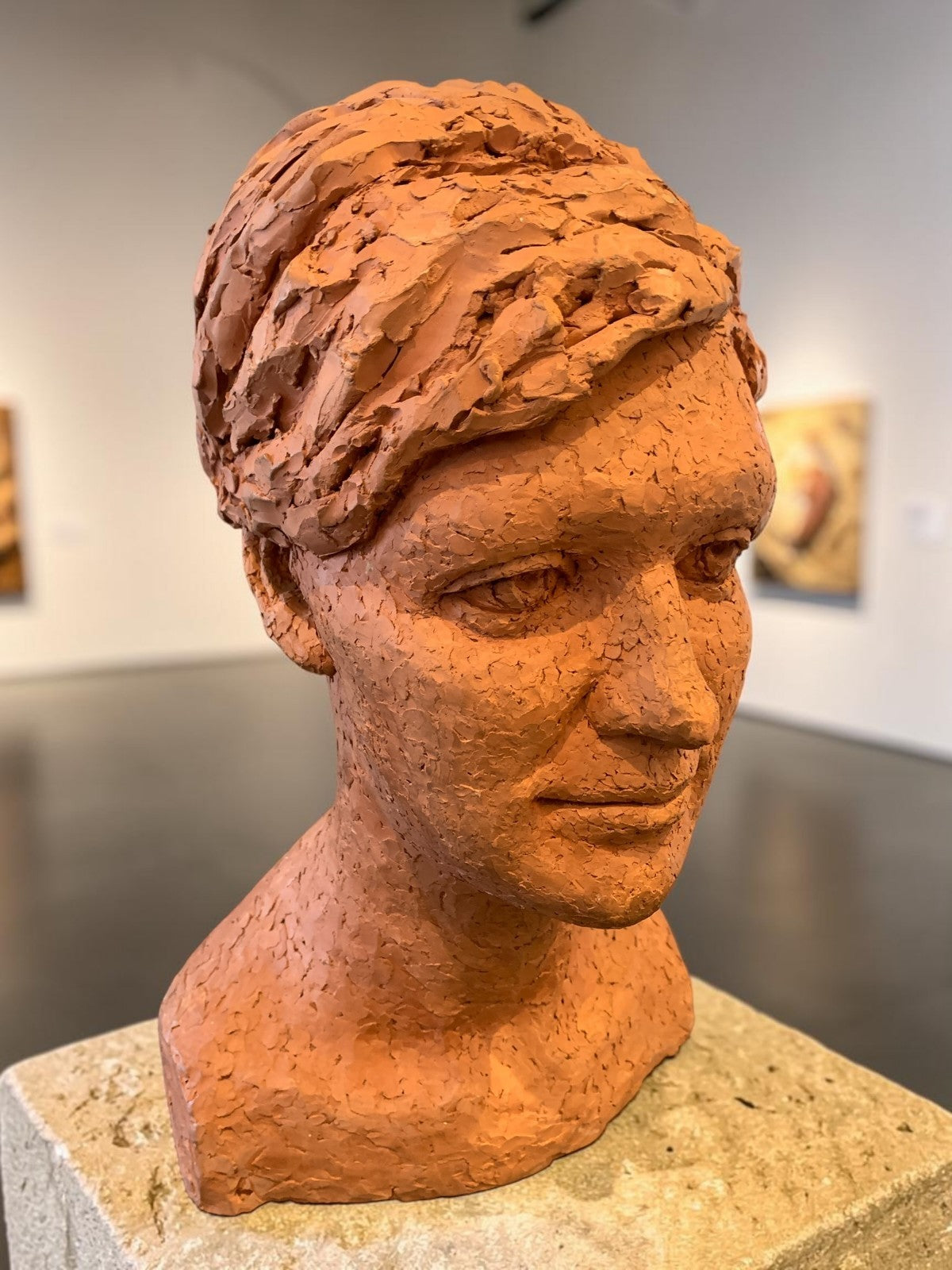 Large Contemporary Studio Art Terracotta Female Portrait Bust Late 20th Century