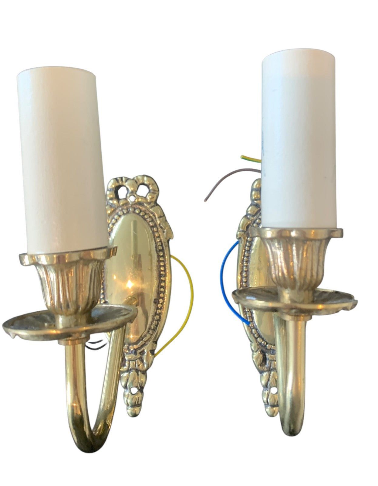 Pair of Impex Lighting ‘Georgian’ Brass Single Wall Lights – Light Bronze Finish