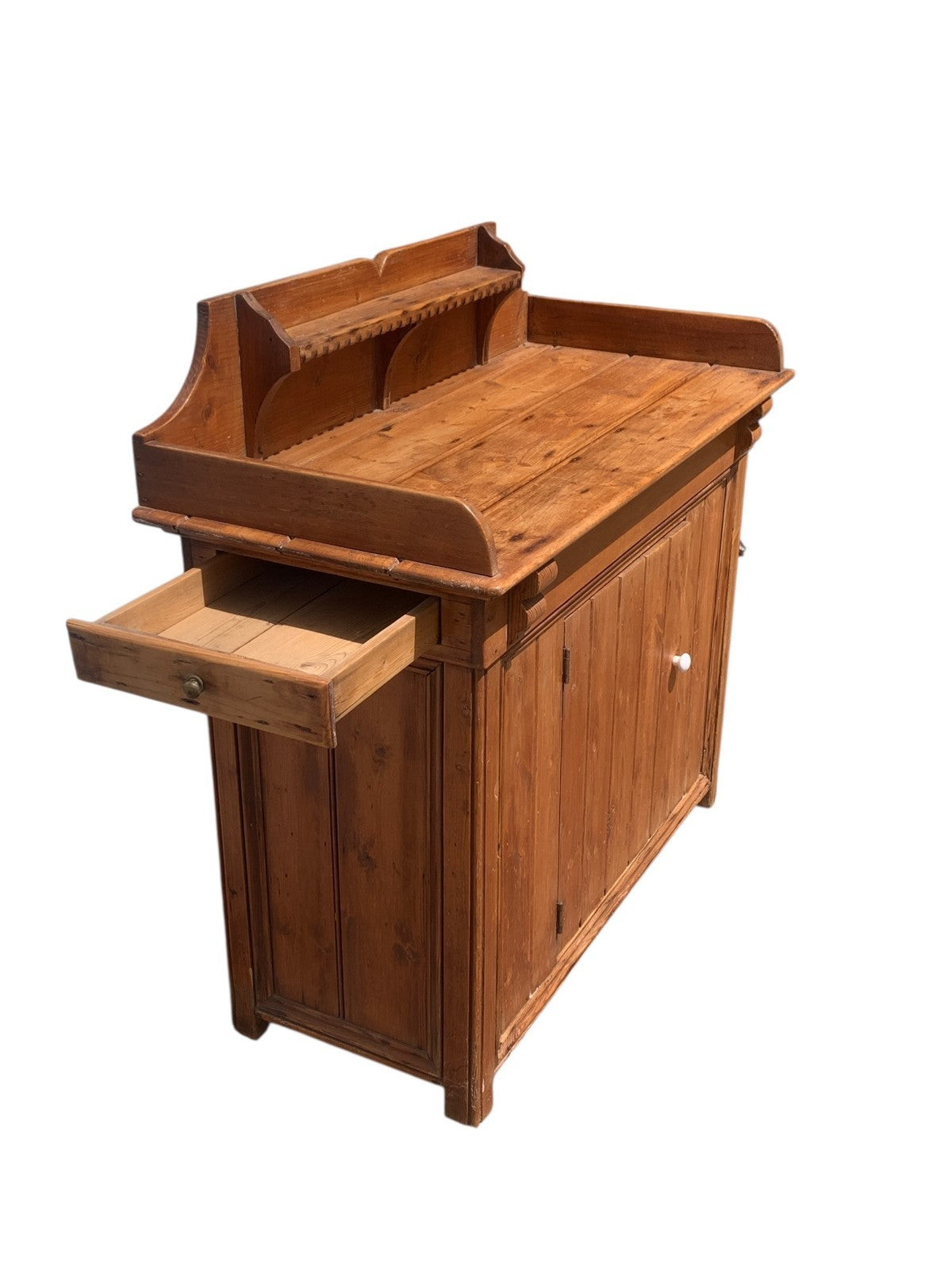 Antique Victorian Stripped Pine Chiffonier Sideboard Cupboard  c.1890