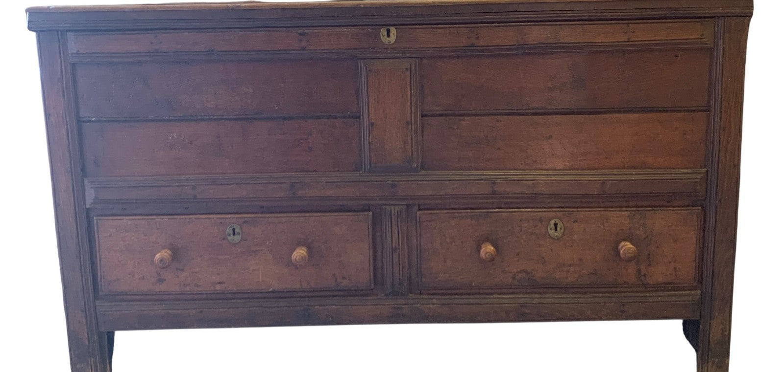 Antique Georgian Oak Mule Chest Blanket Box Drawers Coffee Table Trunk c.1800