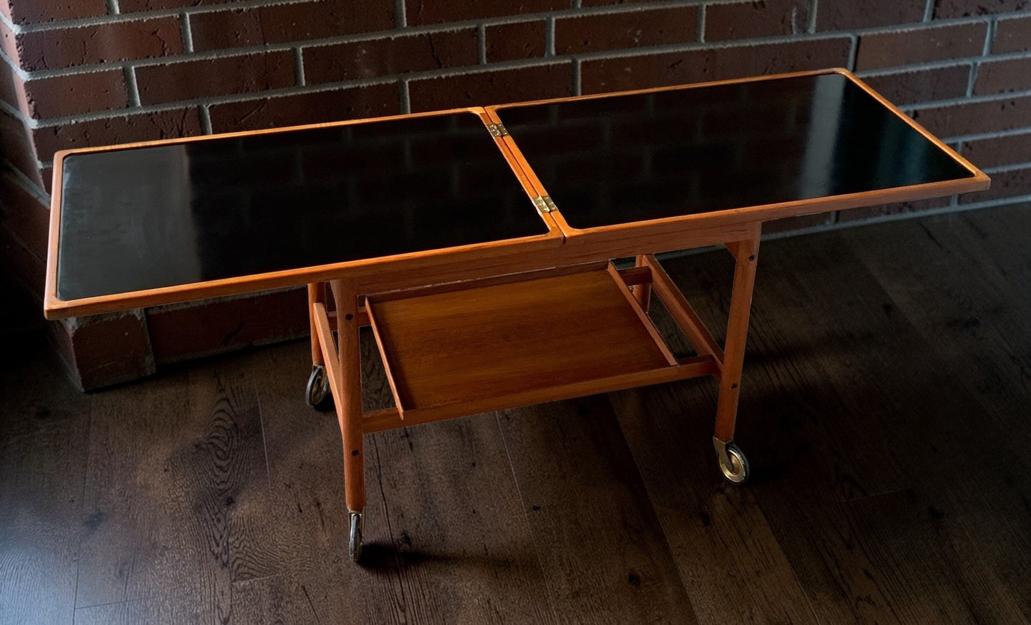 Kurt Østervig Model 112 Extendable Bar Cart, Danish Teak & Formica, Jason Mobler