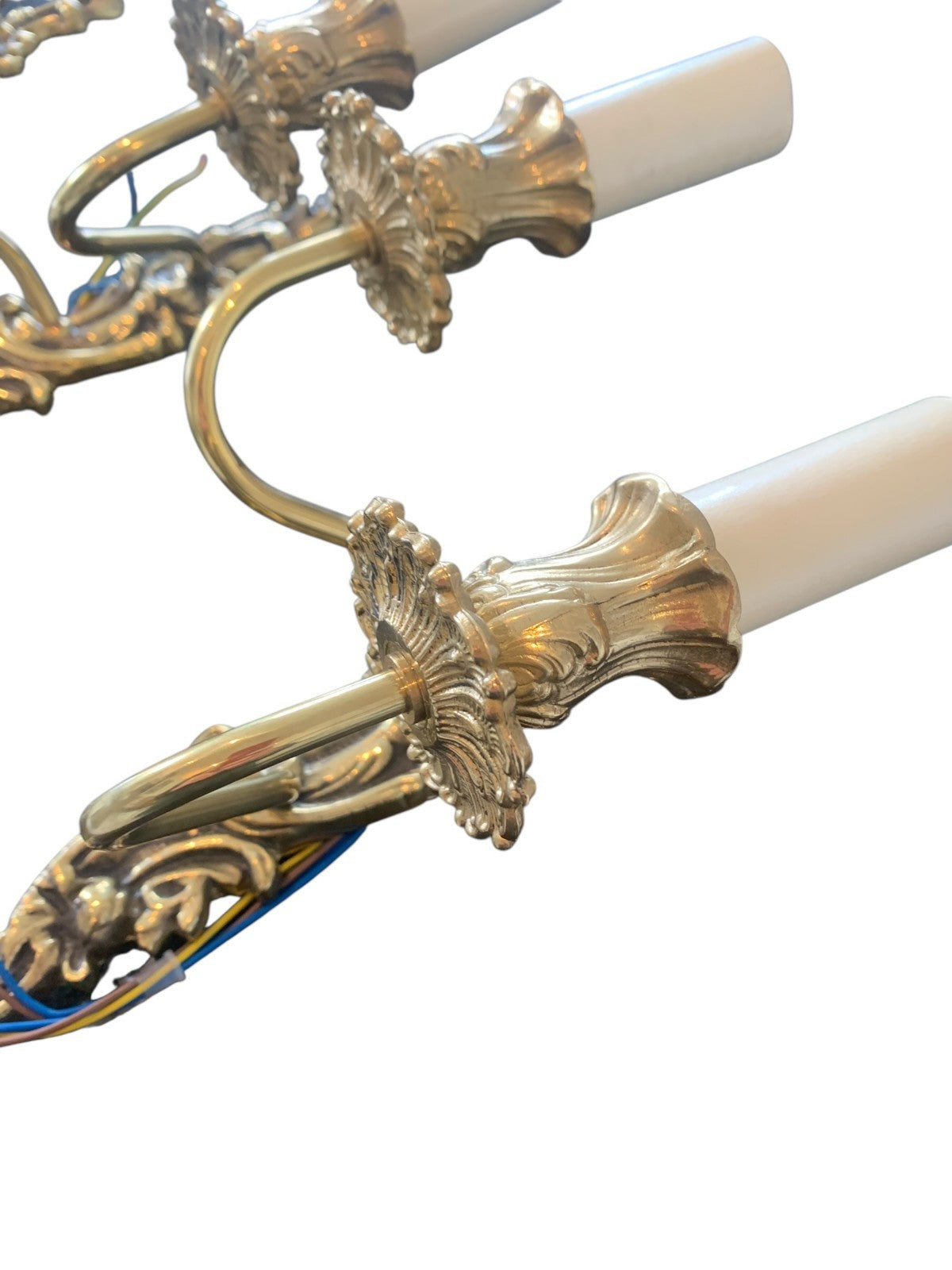 Set of Three Handmade French Rococo Style Brass Twin Candle Wall Lights by Impex