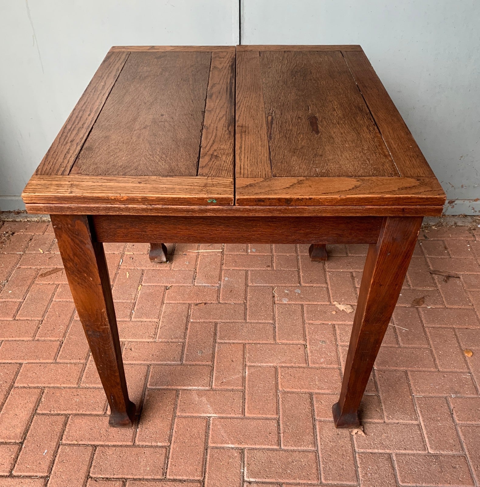 Antique Arts & Crafts Mission Oak Extending Dining Table (Draw Leaf Fold Out)