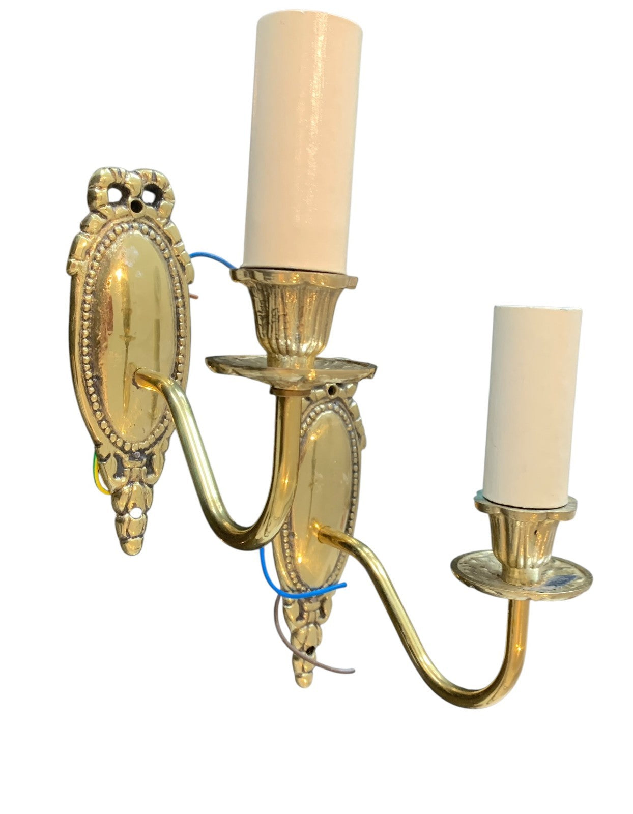 Pair of Impex Lighting ‘Georgian’ Brass Single Wall Lights – Light Bronze Finish